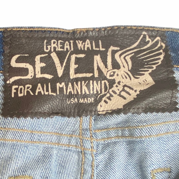 HTF: 7 For All Mankind® x Great China Wall ☻︎ 7 Leather Patch Standard Jeans ☻︎ - Picture 11 of 16